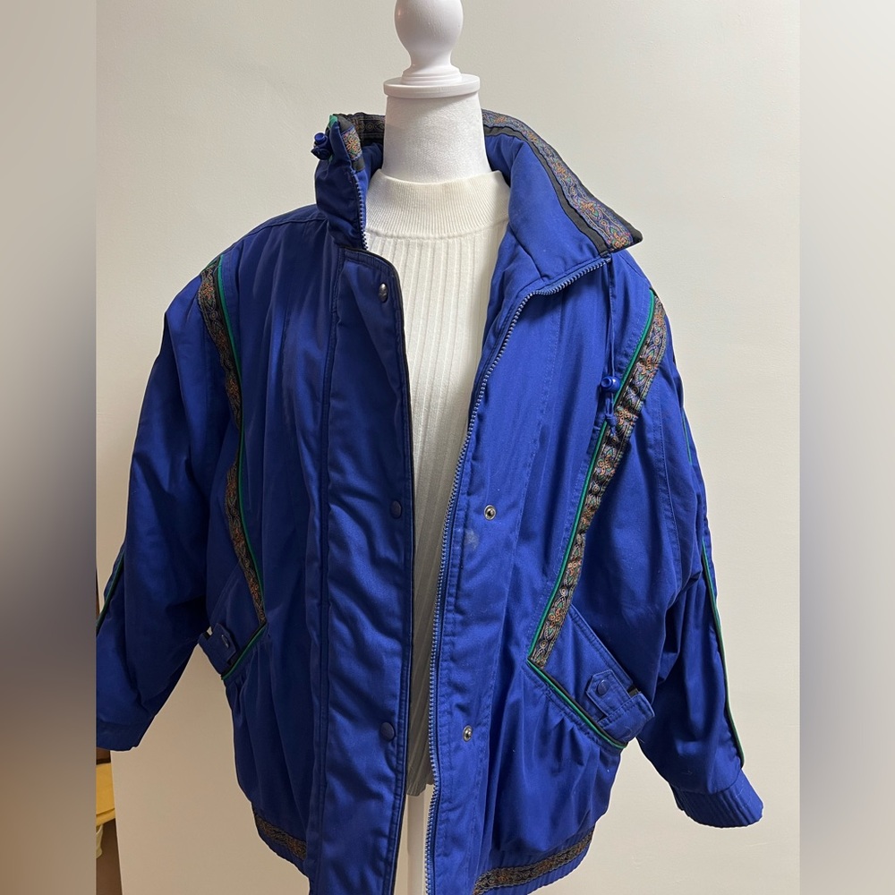 Vintage 80s/90s CER Jacket – Bold Royal Blue with Paisley Trim